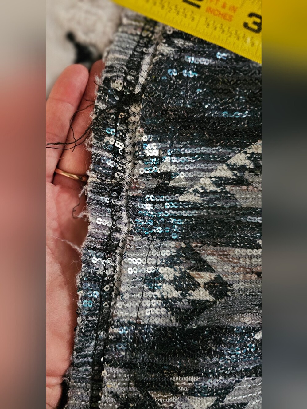 Crazy Train Sequin Maxi Skirt Western Aztec Silver Black Turquoise - Picture 12 of 13
